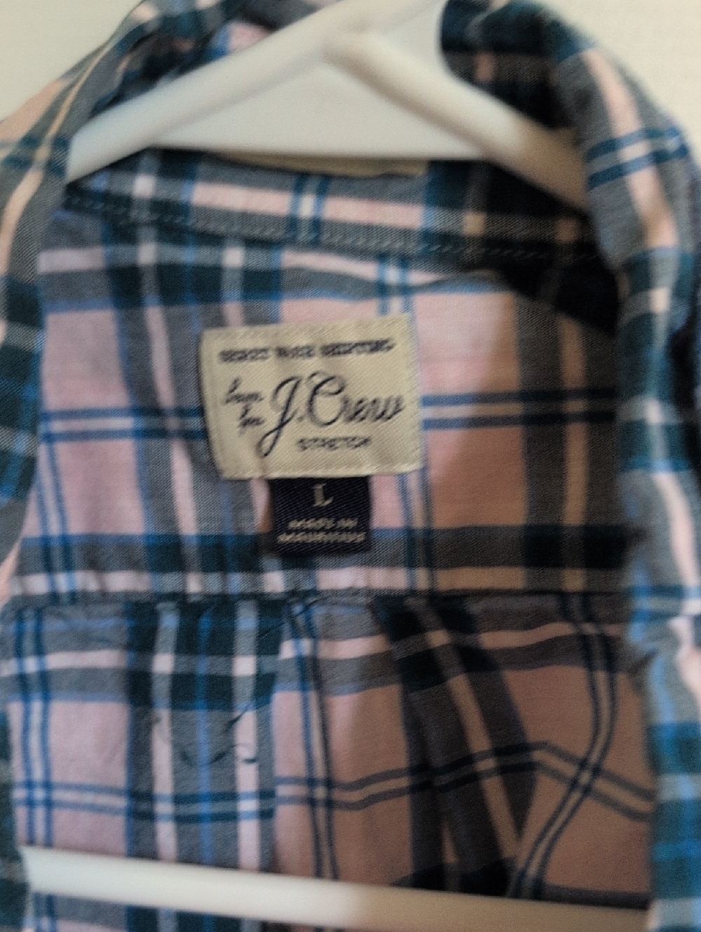 J. Crew Pink and Green Plaid Button-Down Shirt
